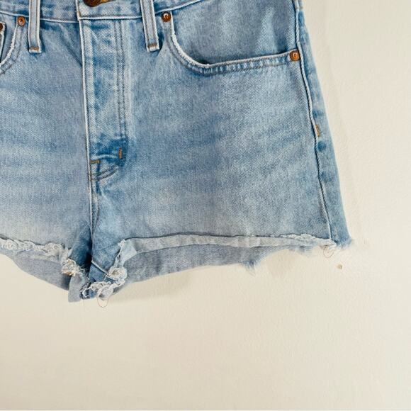 Madewell Light Wash High Rise Relaxed Denim Shorts Raw Hem 29 - Picture 5 of 11